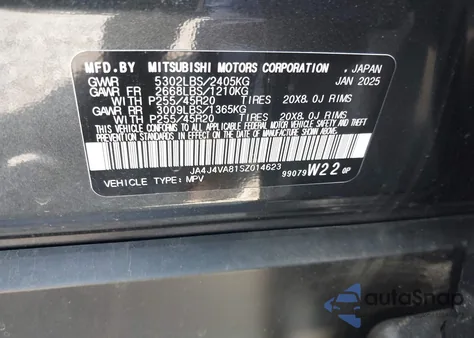 2025 Mitsubishi Outlander Se 2.5 S-Awc/Trail Edition S-Awc из США, поврежденный, VIN JA4J4VA81SZ014623